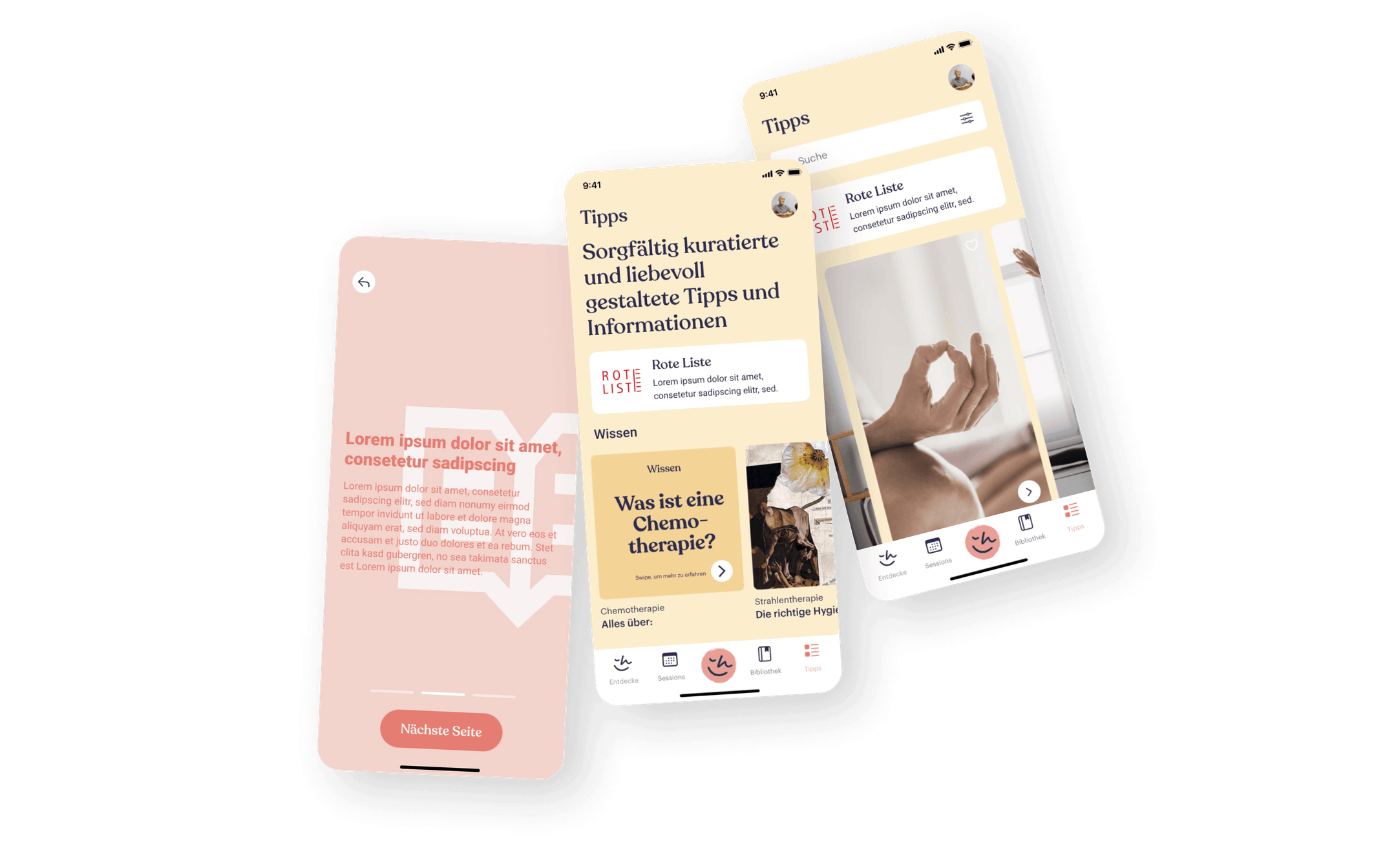 In einem weiteren Abschnitt werden Screens dargestellt, die Verzeichnisse der Medikamenteninformationen und auch die Rote Liste von Medikamenten abbilden.