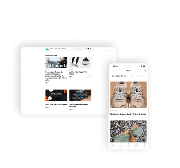 Der News-Überblick wird in einer Web Ansicht gezeigt, der alle wichtigen Informationen zu neuen Releases, Restocks und Angeboten bereithält. Der nächste App Screen präsentiert die neuesten und heißesten News.
